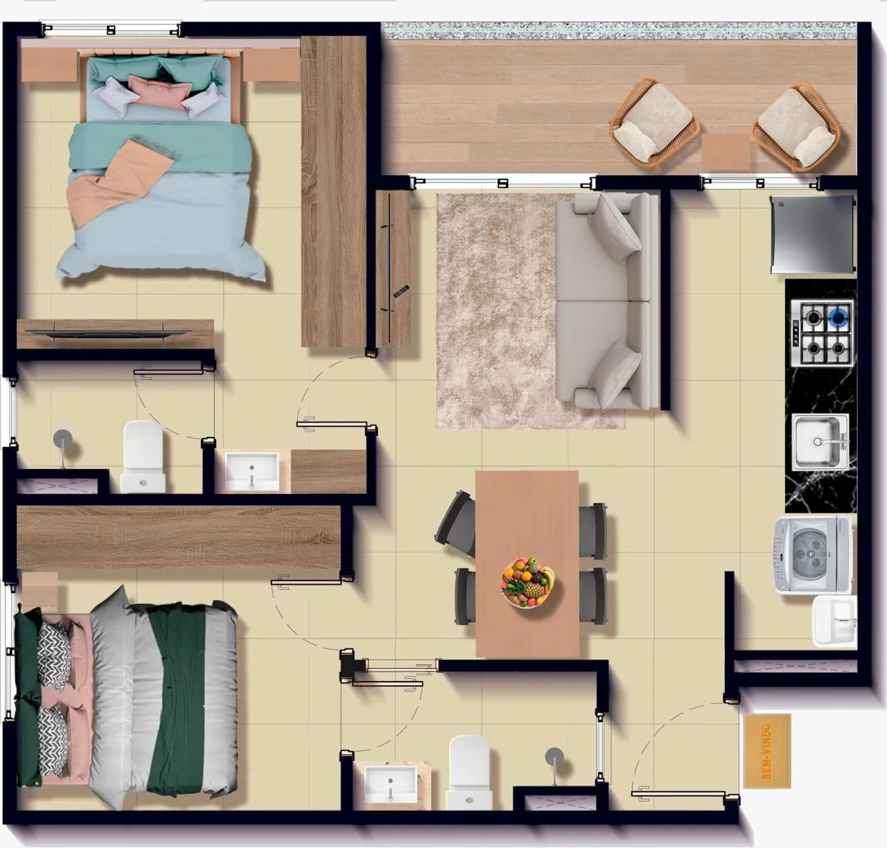 Apartamento para alugar com 2 quartos, 2 banheiros e 50m² no São João do Tauape, Fortaleza (CE) — foto 11 de 13
